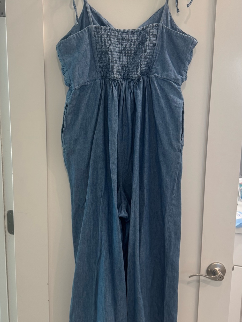 Old Navy Light Blue Chambray Knot-Front Jumpsuit - Picture 4 of 7